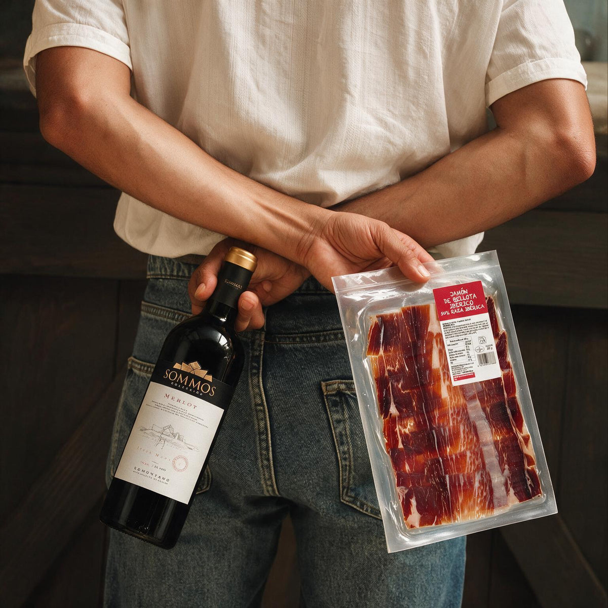 estuche Merlot & jamón 50% Ibérico